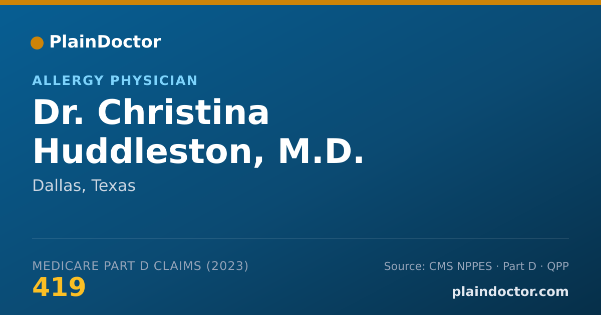 Shareable card for Christina Huddleston, M.D. - Allergy Physician, Dallas, TX