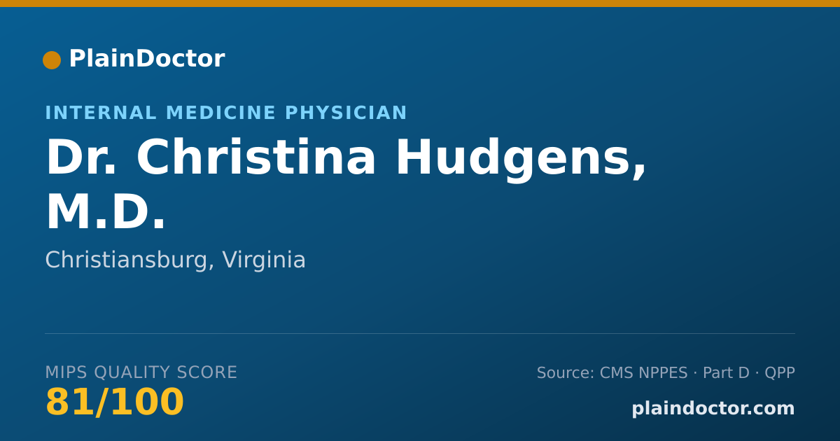 Shareable card for Christina Hudgens, M.D. - Internal Medicine Physician, Christiansburg, VA