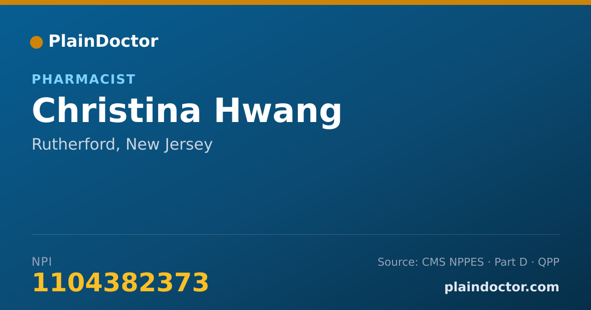 Shareable card for Christina Hwang - Pharmacist, Rutherford, NJ