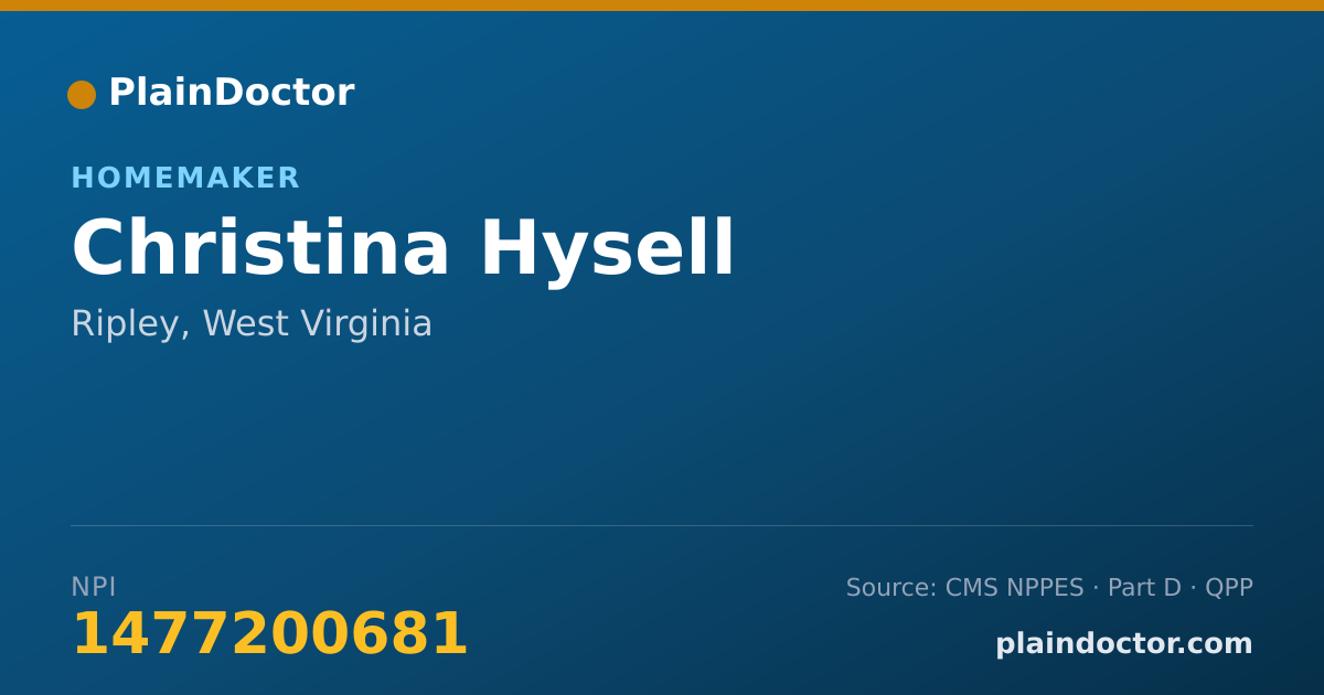 Shareable card for Christina Hysell - Homemaker, Ripley, WV