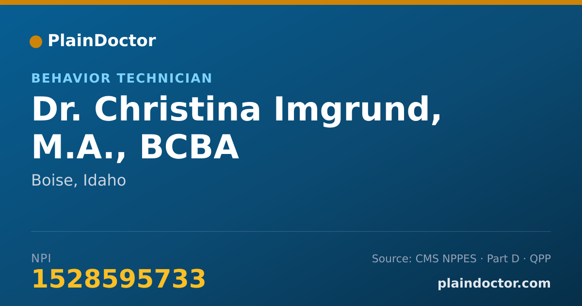 Shareable card for Christina Imgrund, M.A., BCBA - Behavior Technician, Boise, ID
