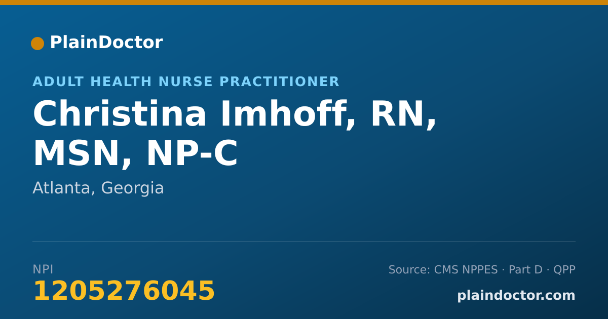 Shareable card for Christina Imhoff, RN, MSN, NP-C - Adult Health Nurse Practitioner, Atlanta, GA