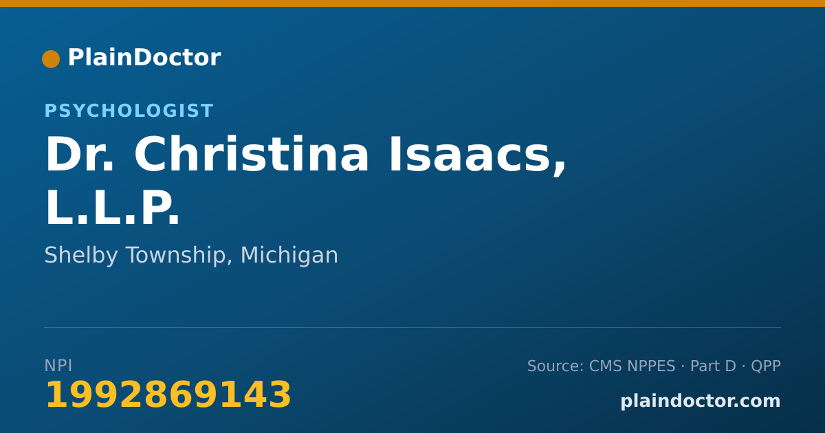 Shareable card for Christina Isaacs, L.L.P. - Psychologist, Shelby Township, MI