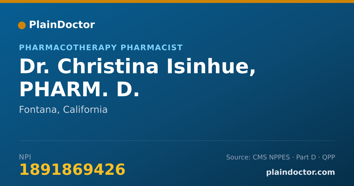 Shareable card for Christina Isinhue, PHARM. D. - Pharmacotherapy Pharmacist, Fontana, CA