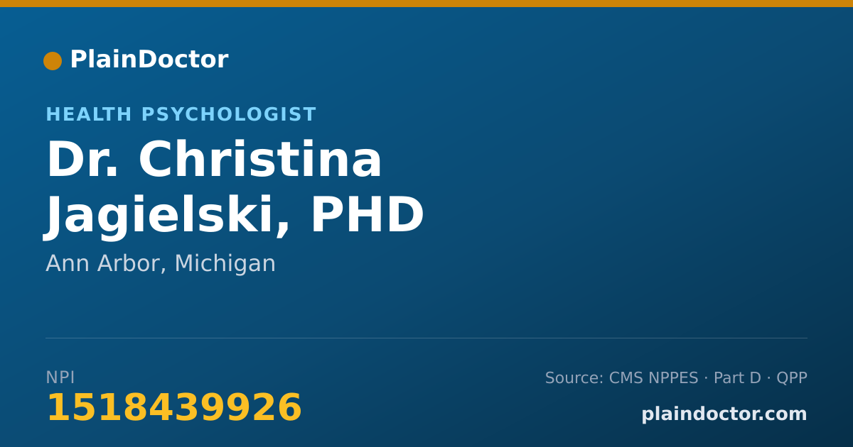 Shareable card for Christina Jagielski, PHD - Health Psychologist, Ann Arbor, MI