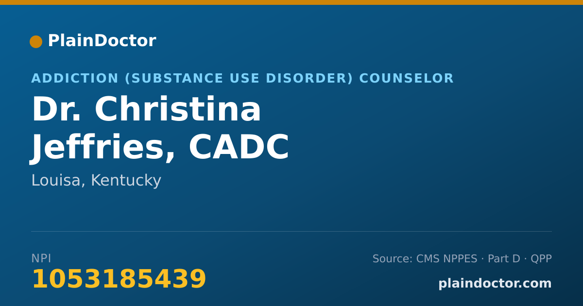 Shareable card for Christina Jeffries, CADC - Addiction (Substance Use Disorder) Counselor, Louisa, KY