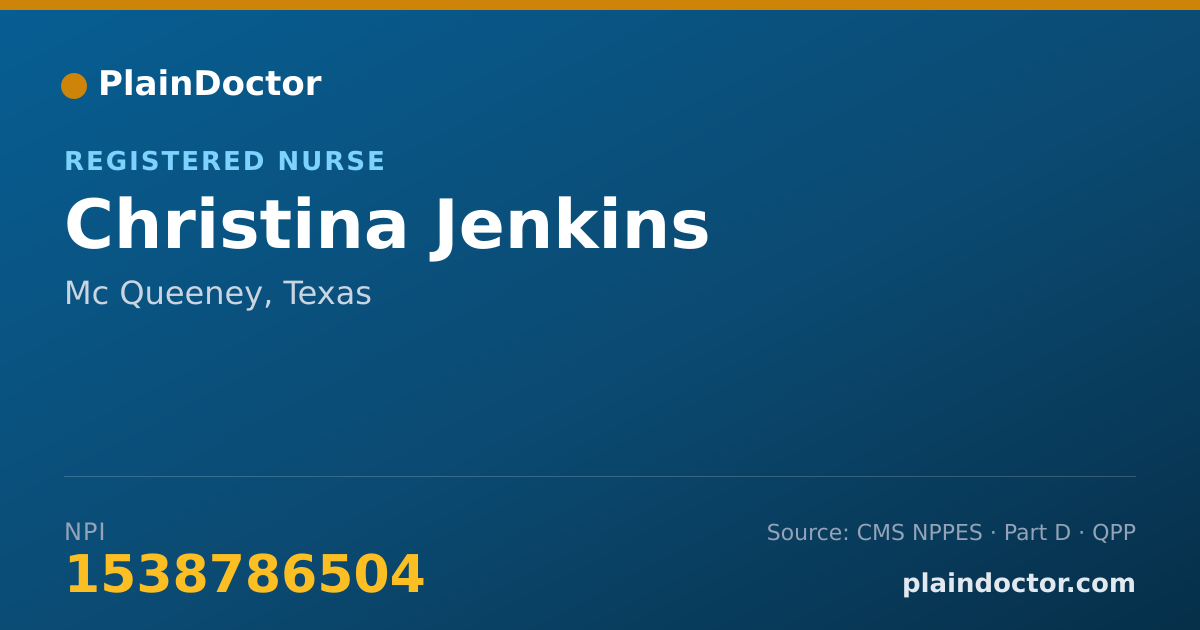 Shareable card for Christina Jenkins - Registered Nurse, Mc Queeney, TX