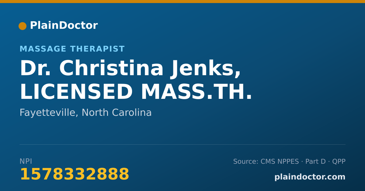 Shareable card for Christina Jenks, LICENSED MASS.TH. - Massage Therapist, Fayetteville, NC