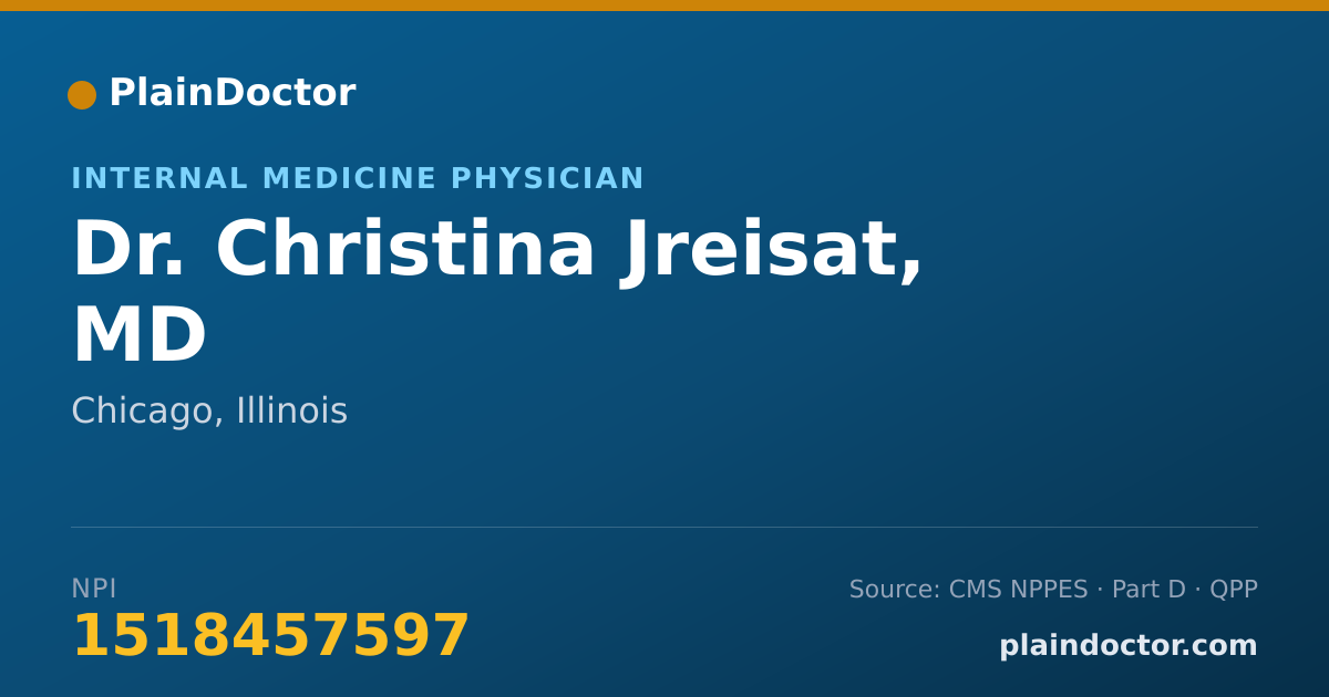 Shareable card for Christina Jreisat, MD - Internal Medicine Physician, Chicago, IL