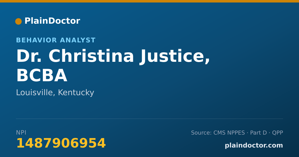 Shareable card for Christina Justice, BCBA - Behavior Analyst, Louisville, KY