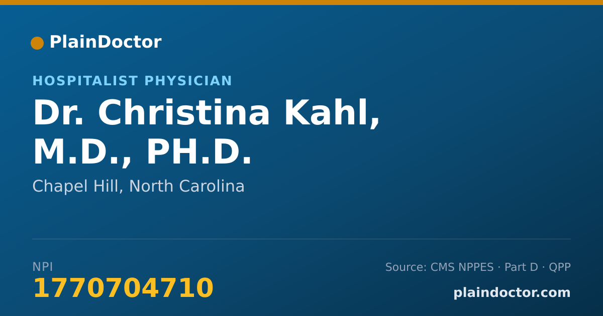 Shareable card for Christina Kahl, M.D., PH.D. - Hospitalist Physician, Chapel Hill, NC