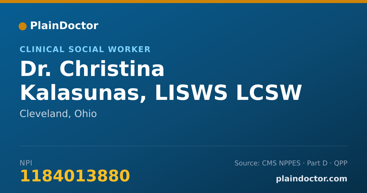 Shareable card for Christina Kalasunas, LISWS LCSW ACSW MBA - Clinical Social Worker, Cleveland, OH