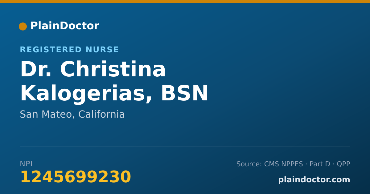 Shareable card for Christina Kalogerias, BSN - Registered Nurse, San Mateo, CA