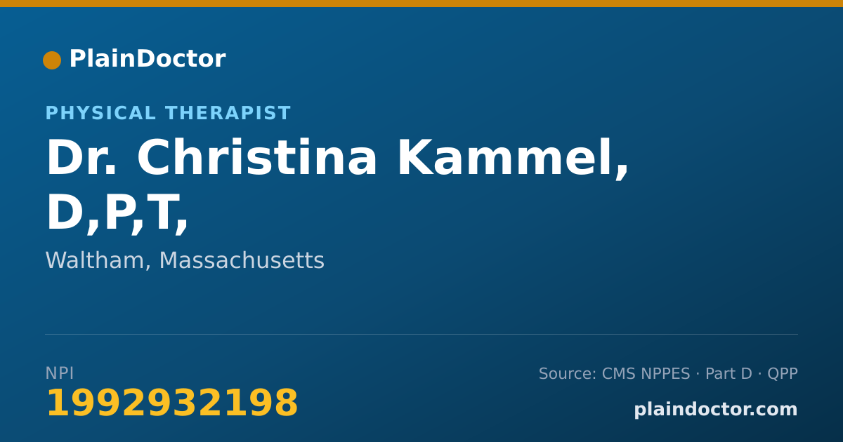 Shareable card for Christina Kammel, D,P,T, - Physical Therapist, Waltham, MA