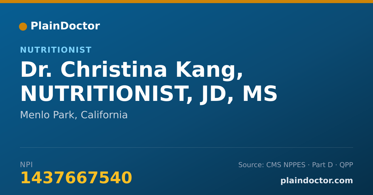 Shareable card for Christina Kang, NUTRITIONIST, JD, MS - Nutritionist, Menlo Park, CA