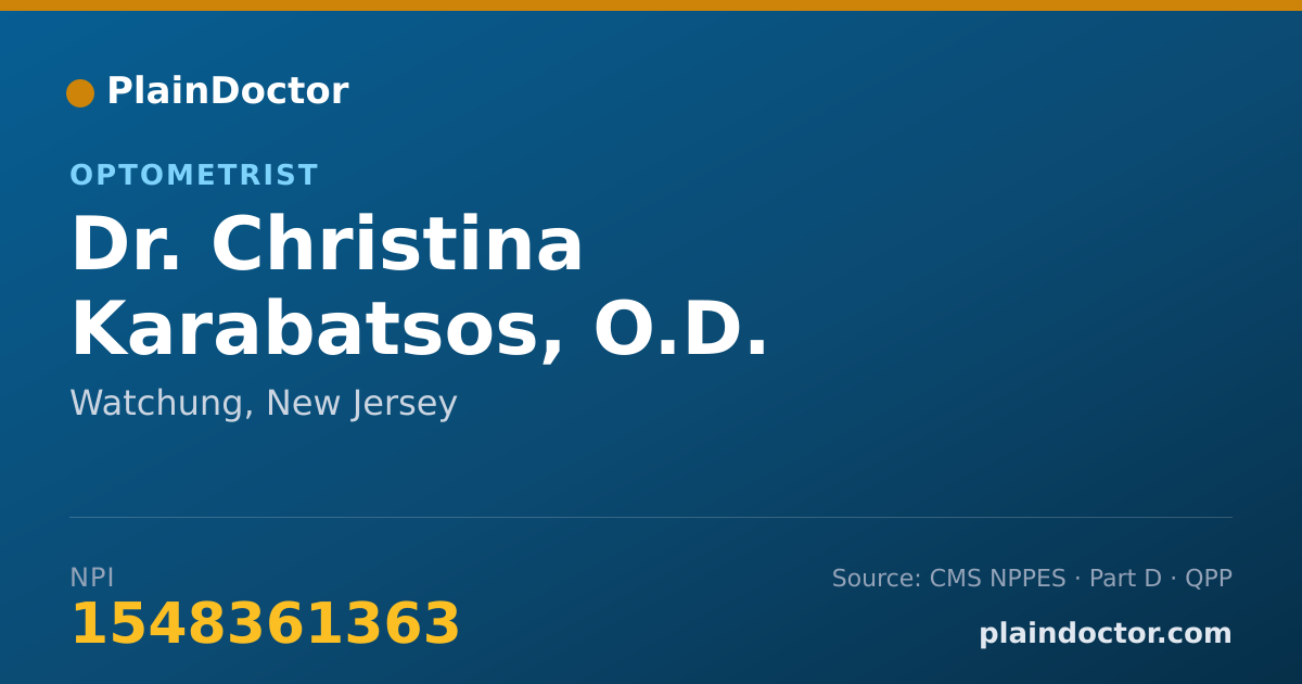 Shareable card for Christina Karabatsos, O.D. - Optometrist, Watchung, NJ
