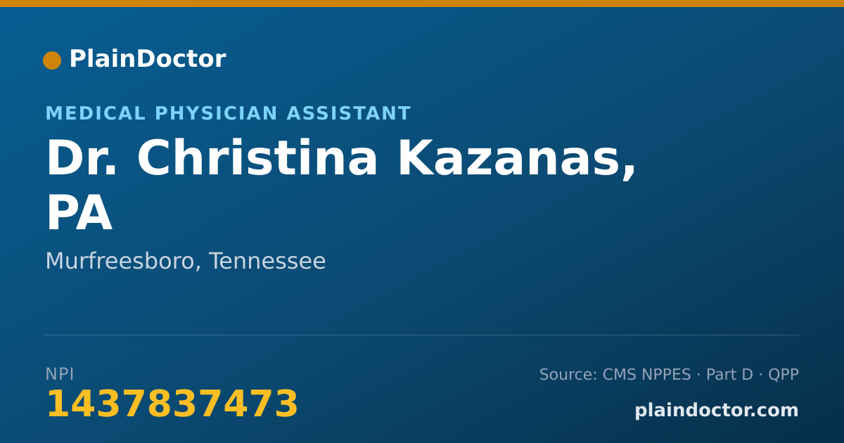 Shareable card for Christina Kazanas, PA - Medical Physician Assistant, Murfreesboro, TN