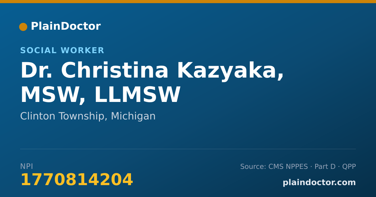 Shareable card for Christina Kazyaka, MSW, LLMSW - Social Worker, Clinton Township, MI