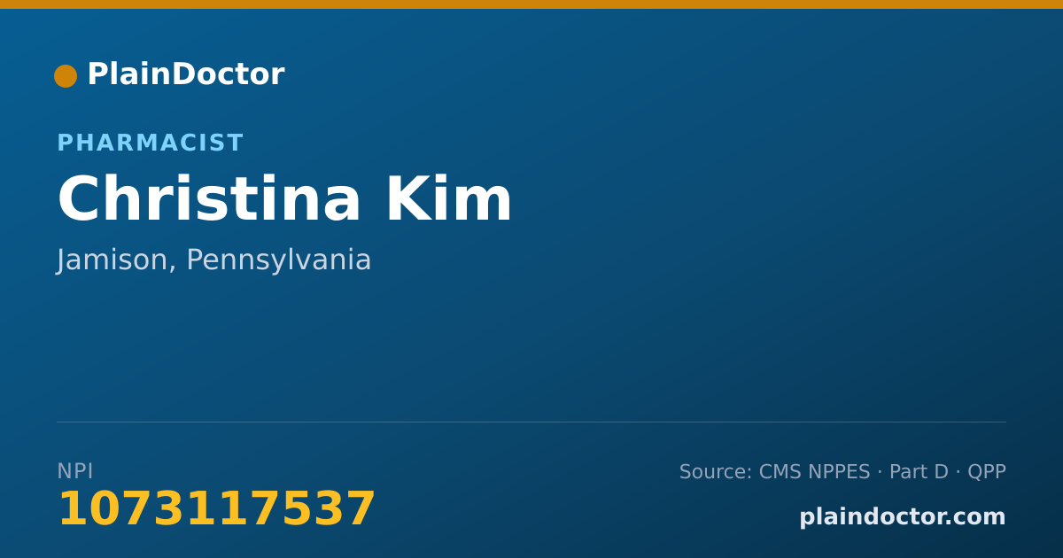 Shareable card for Christina Kim - Pharmacist, Jamison, PA