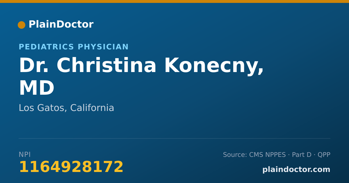 Shareable card for Christina Konecny, MD - Pediatrics Physician, Los Gatos, CA