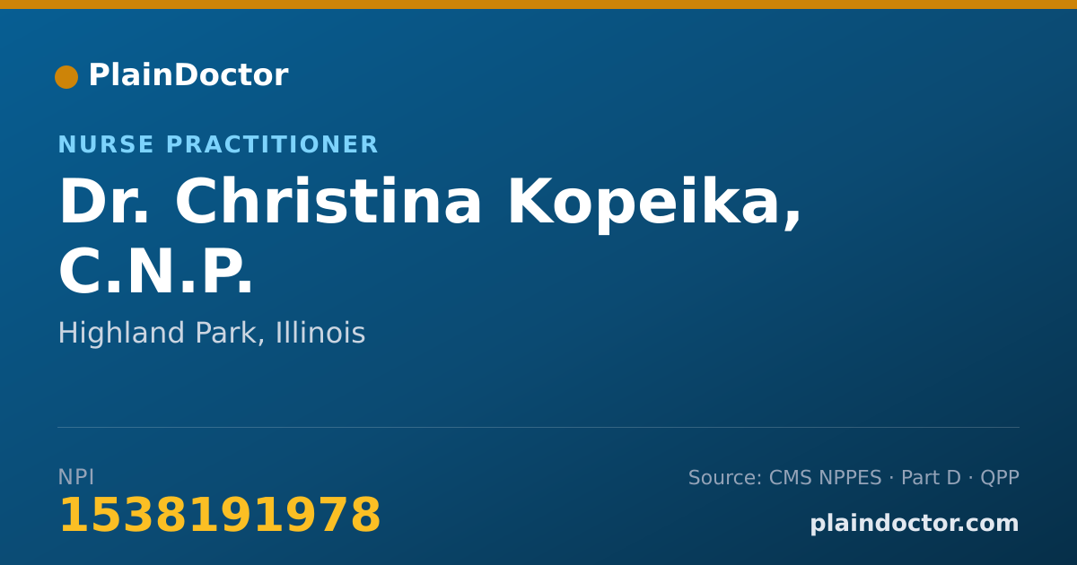 Shareable card for Christina Kopeika, C.N.P. - Nurse Practitioner, Highland Park, IL