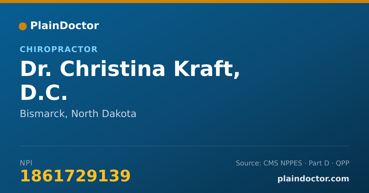 Shareable card for Christina Kraft, D.C. - Chiropractor, Bismarck, ND