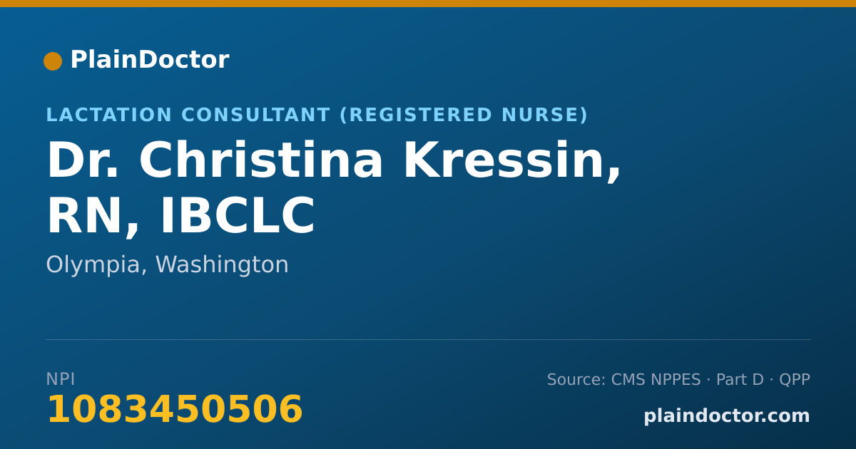 Shareable card for Christina Kressin, RN, IBCLC - Lactation Consultant (Registered Nurse), Olympia, WA