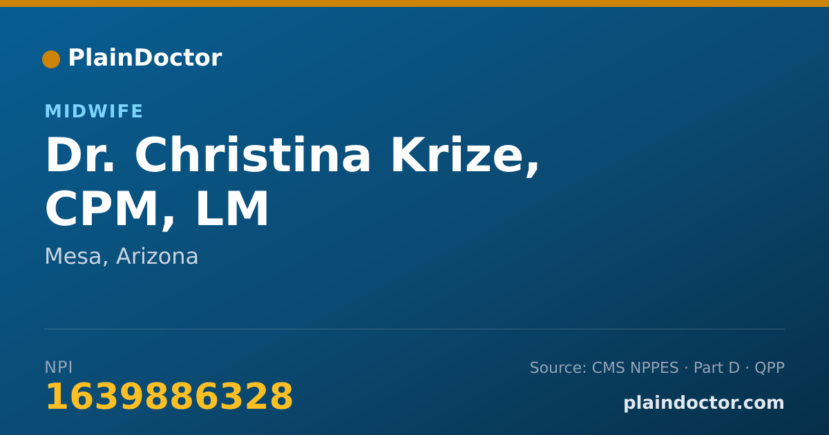 Shareable card for Christina Krize, CPM, LM - Midwife, Mesa, AZ