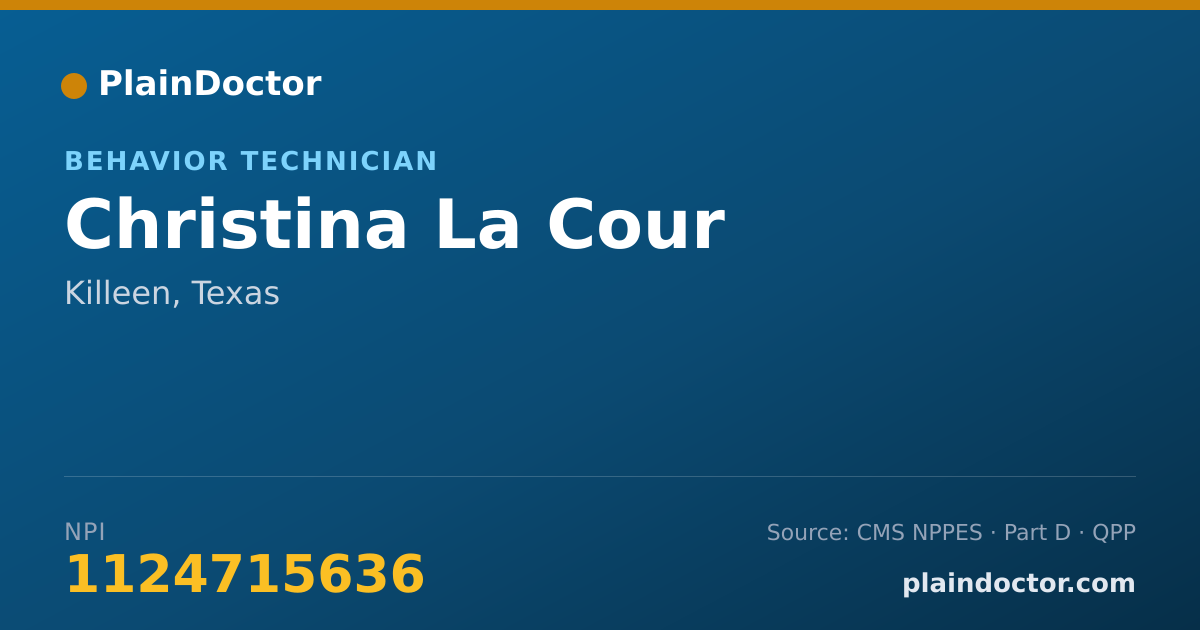 Shareable card for Christina La Cour - Behavior Technician, Killeen, TX