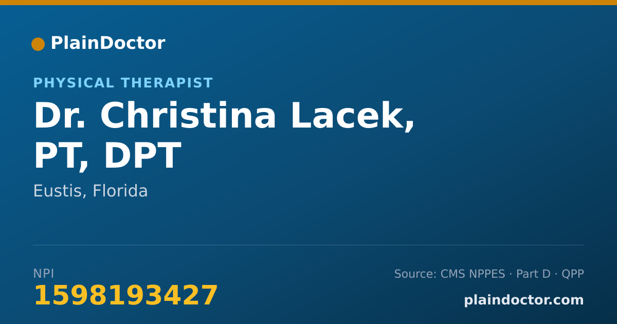Shareable card for Christina Lacek, PT, DPT - Physical Therapist, Eustis, FL