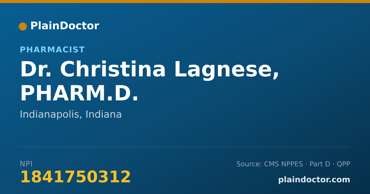 Shareable card for Christina Lagnese, PHARM.D. - Pharmacist, Indianapolis, IN