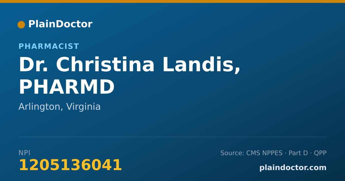 Shareable card for Christina Landis, PHARMD - Pharmacist, Arlington, VA