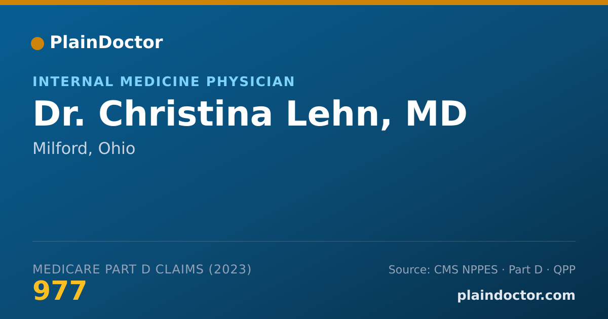 Shareable card for Christina Lehn, MD - Internal Medicine Physician, Milford, OH