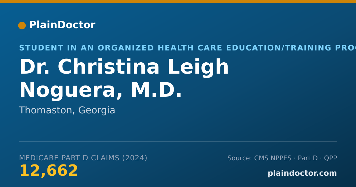 Shareable card for Christina Leigh Noguera, M.D. - Student in an Organized Health Care Education/Training Program, Thomaston, GA