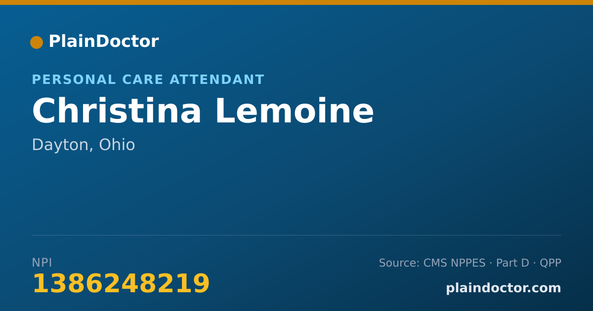 Shareable card for Christina Lemoine - Personal Care Attendant, Dayton, OH