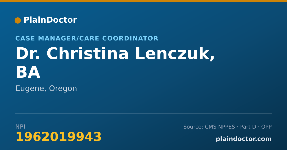 Shareable card for Christina Lenczuk, BA - Case Manager/Care Coordinator, Eugene, OR