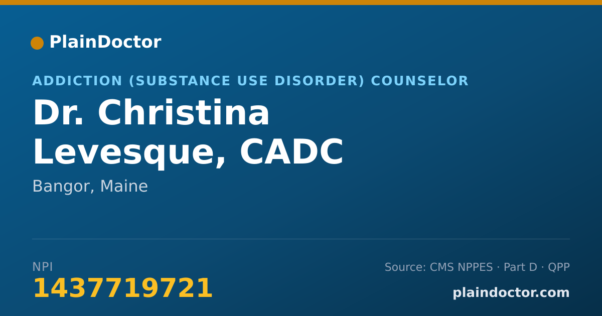 Shareable card for Christina Levesque, CADC - Addiction (Substance Use Disorder) Counselor, Bangor, ME
