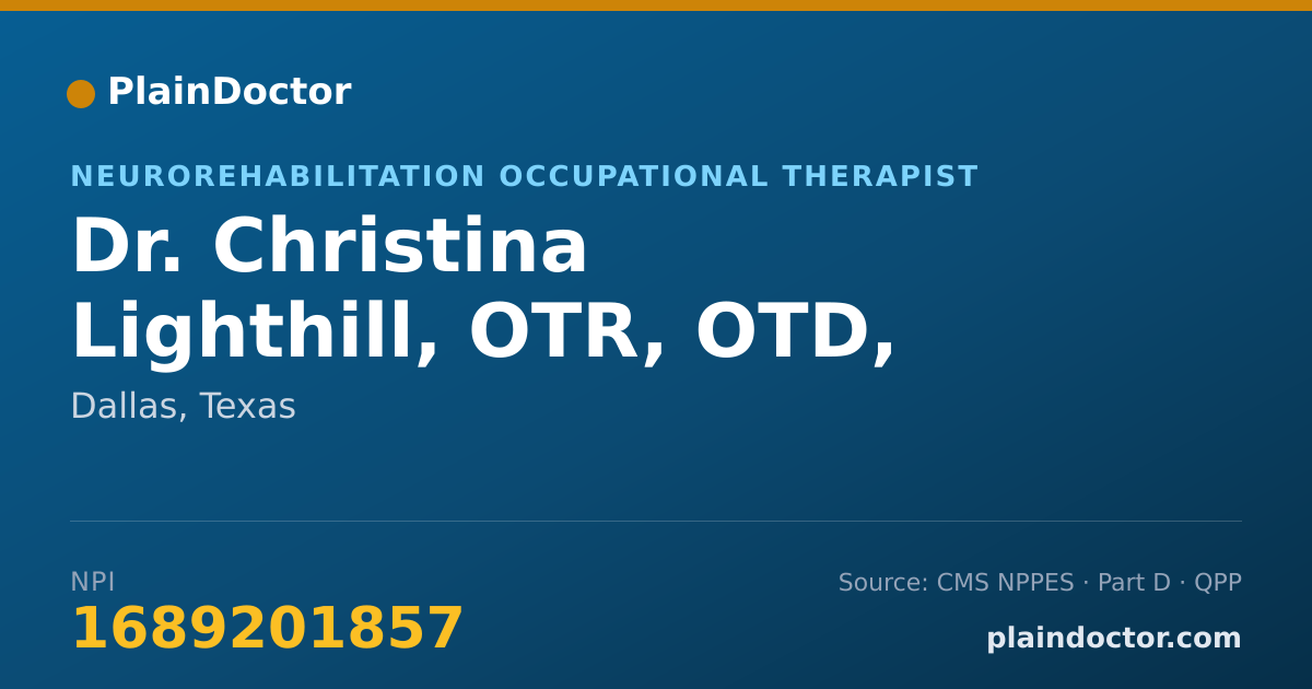 Shareable card for Christina Lighthill, OTR, OTD, CFWE, CSRS - Neurorehabilitation Occupational Therapist, Dallas, TX