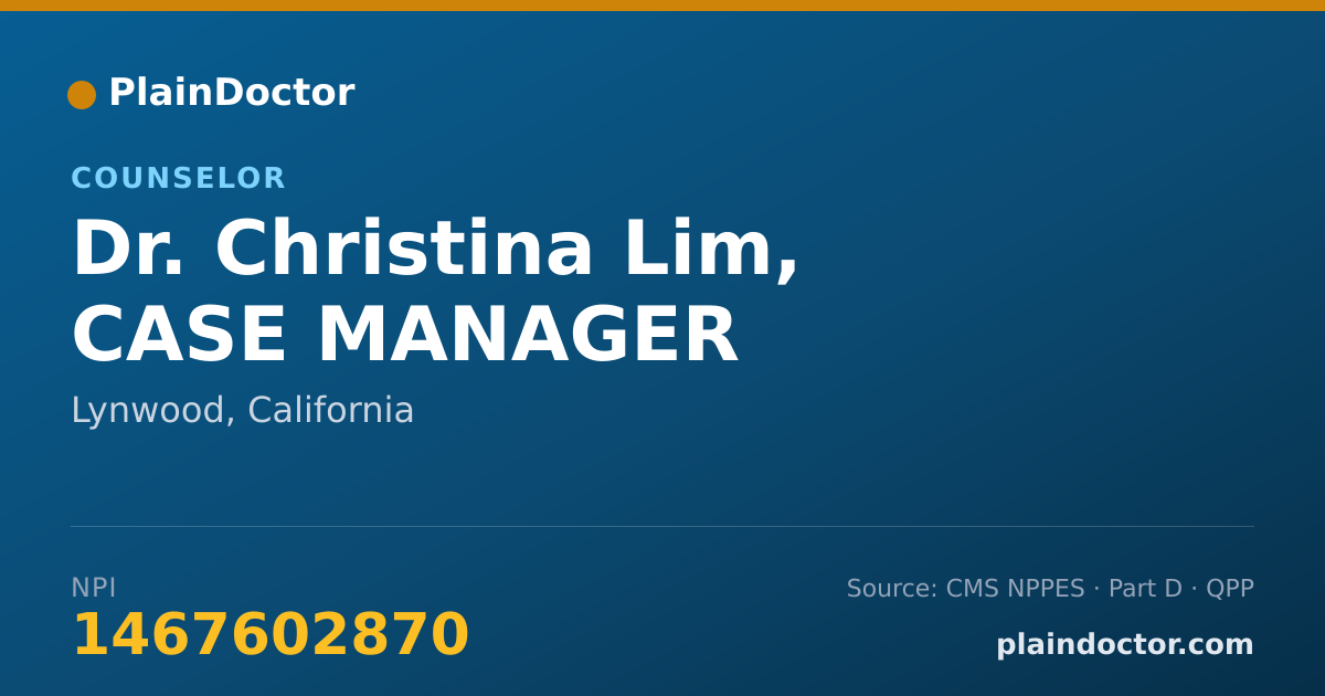 Shareable card for Christina Lim, CASE MANAGER - Counselor, Lynwood, CA