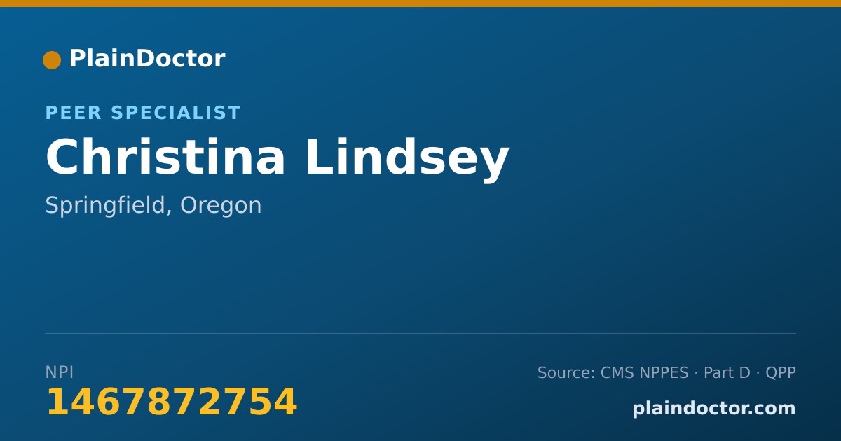 Shareable card for Christina Lindsey - Peer Specialist, Springfield, OR