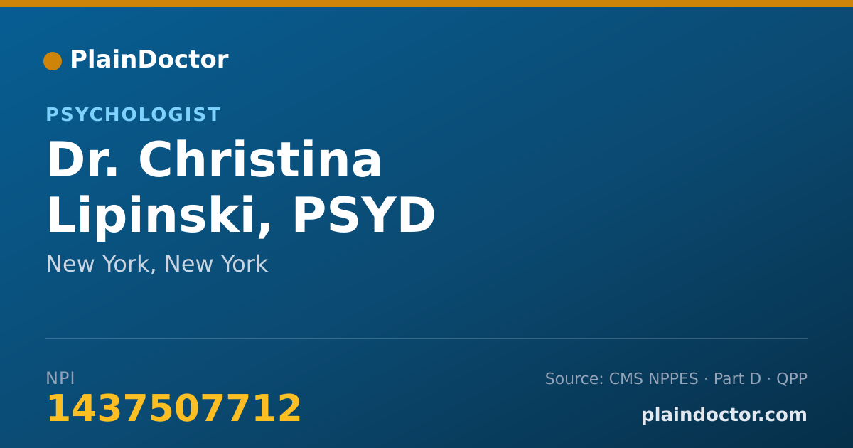 Shareable card for Christina Lipinski, PSYD - Psychologist, New York, NY