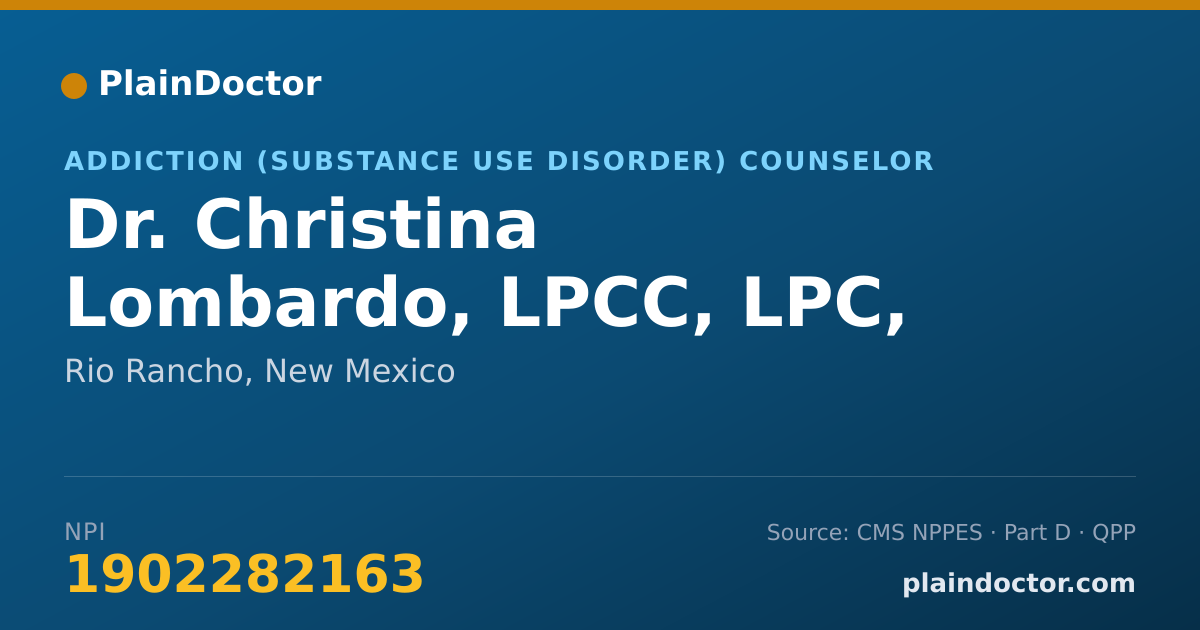 Shareable card for Christina Lombardo, LPCC, LPC, CADC1 - Addiction (Substance Use Disorder) Counselor, Rio Rancho, NM