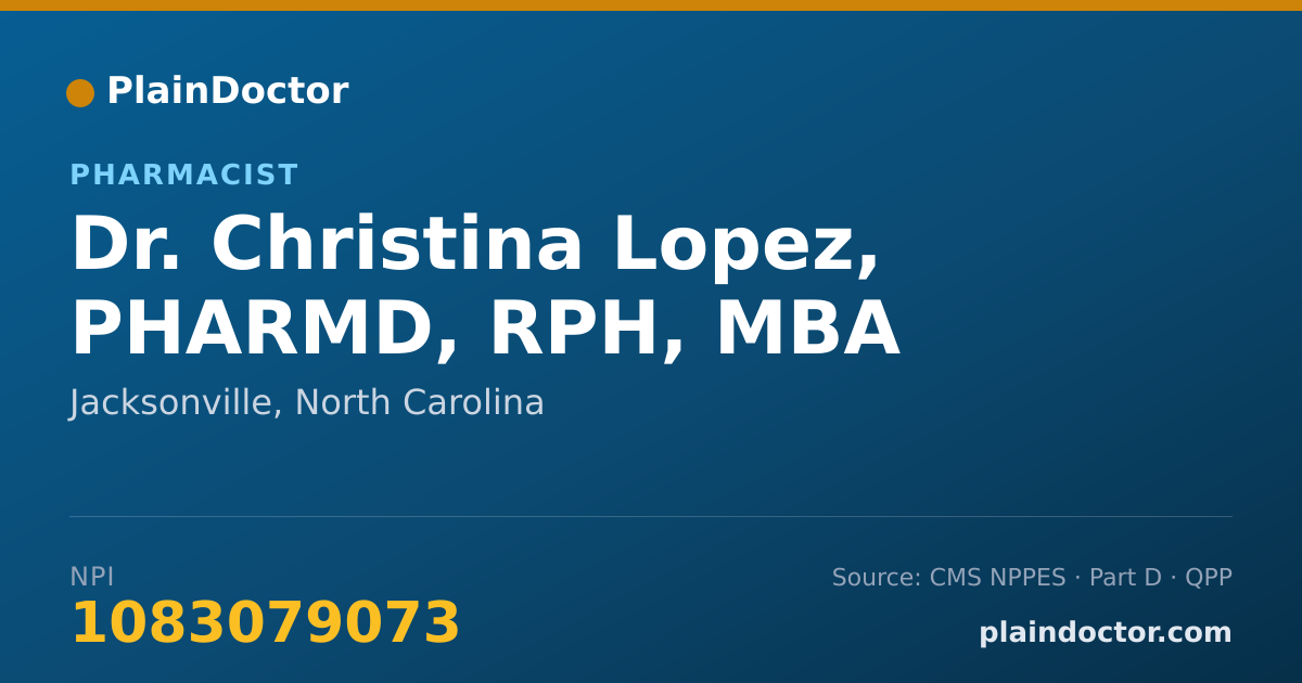 Shareable card for Christina Lopez, PHARMD, RPH, MBA - Pharmacist, Jacksonville, NC