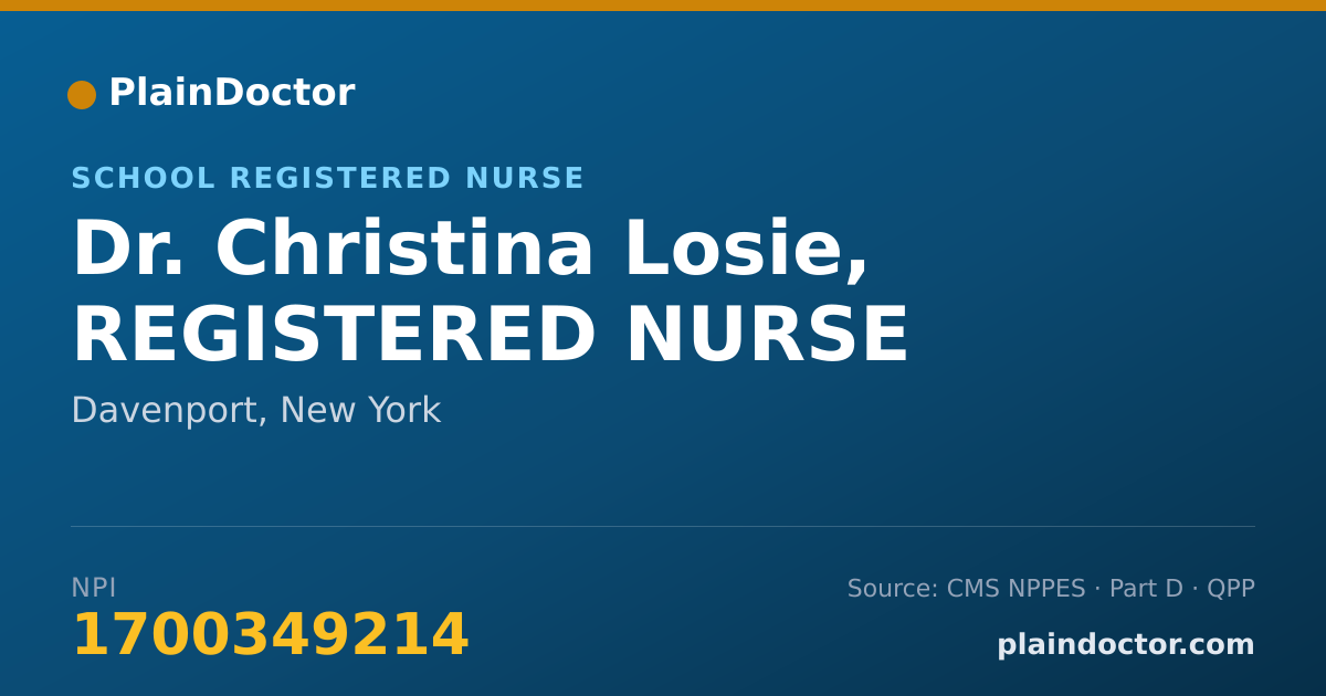 Shareable card for Christina Losie, REGISTERED NURSE - School Registered Nurse, Davenport, NY