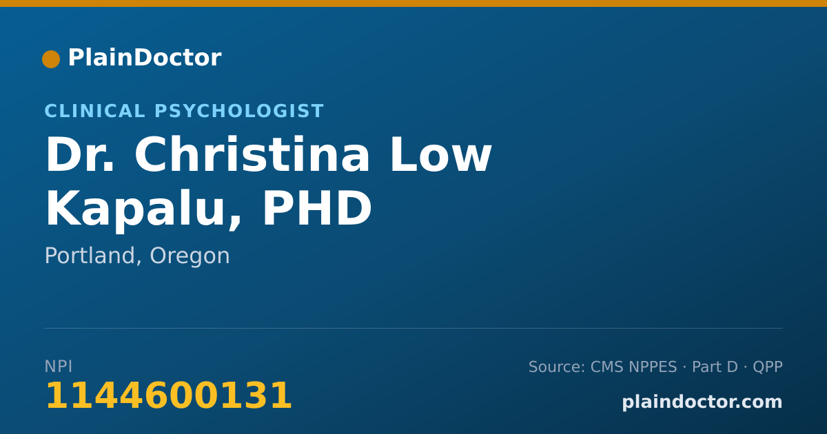 Shareable card for Christina Low Kapalu, PHD - Clinical Psychologist, Portland, OR