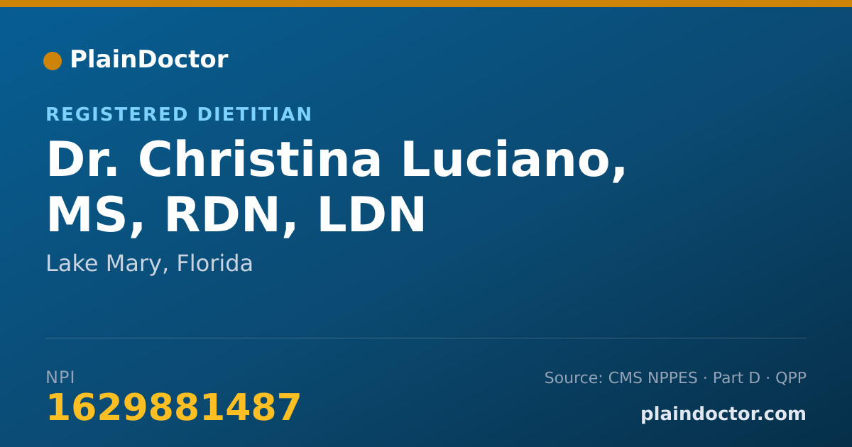 Shareable card for Christina Luciano, MS, RDN, LDN - Registered Dietitian, Lake Mary, FL