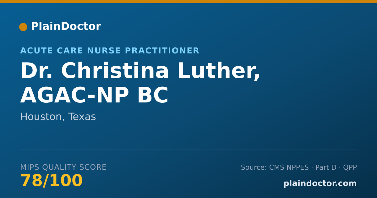 Shareable card for Christina Luther, AGAC-NP BC - Acute Care Nurse Practitioner, Houston, TX