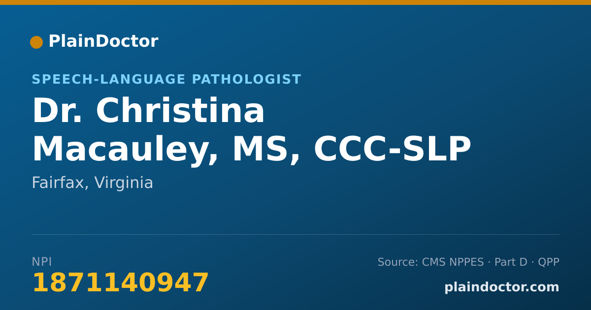 Shareable card for Christina Macauley, MS, CCC-SLP - Speech-Language Pathologist, Fairfax, VA