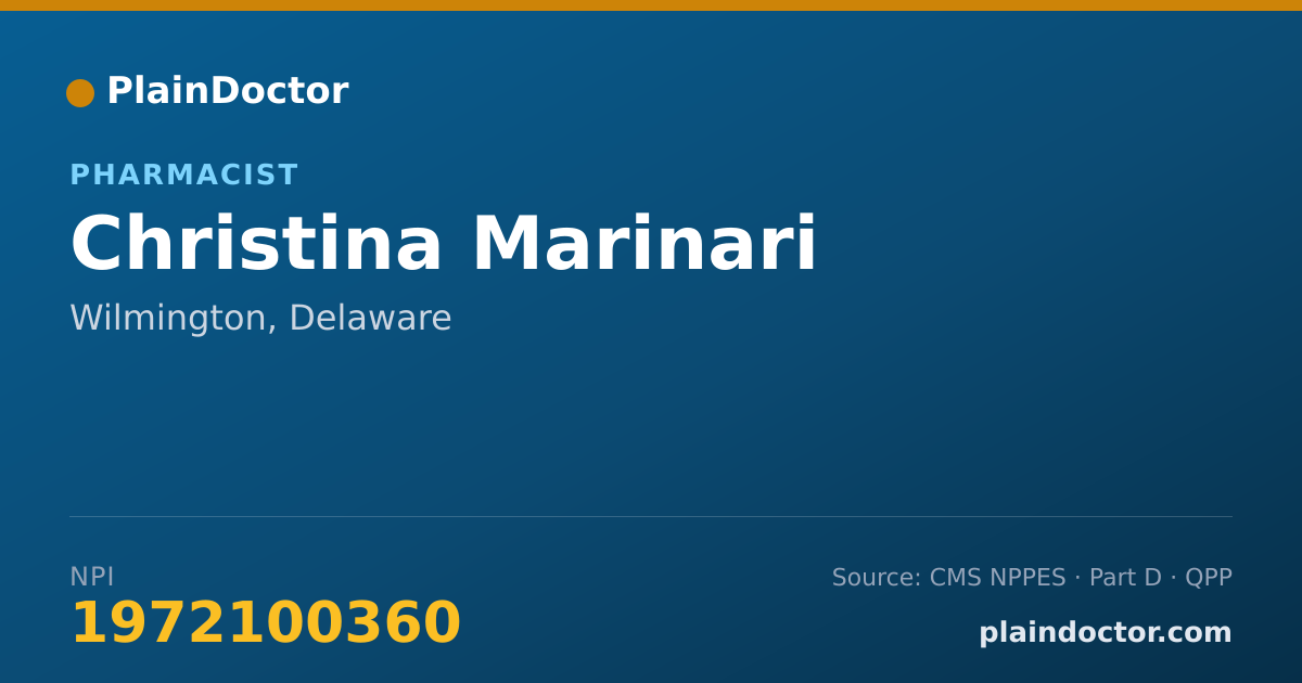 Shareable card for Christina Marinari - Pharmacist, Wilmington, DE