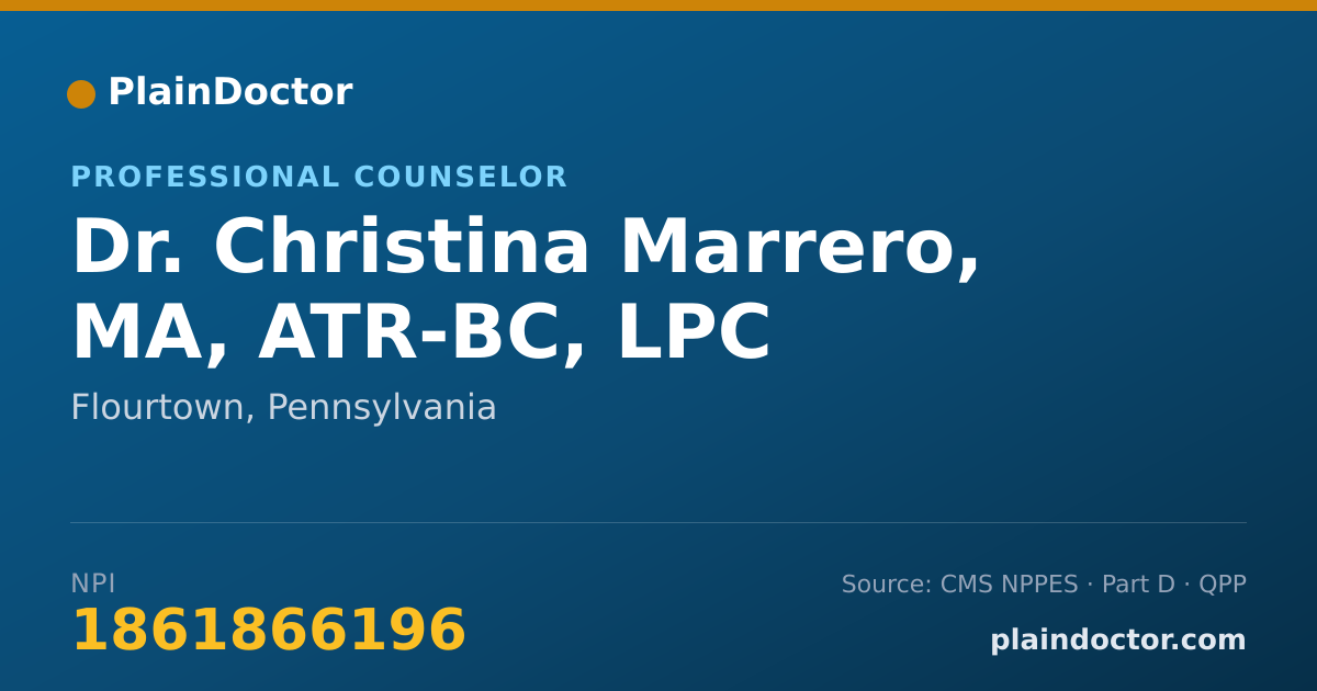 Shareable card for Christina Marrero, MA, ATR-BC, LPC - Professional Counselor, Flourtown, PA